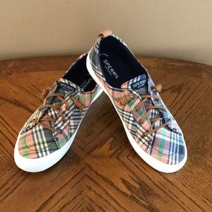 NEW in Box Sperry Top Sider Crest Vibe Washed Plaid Sneaker Shoes Size 10
